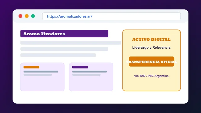 Vista del activo digital estratégico aromatizadores.ar y transferencia formal